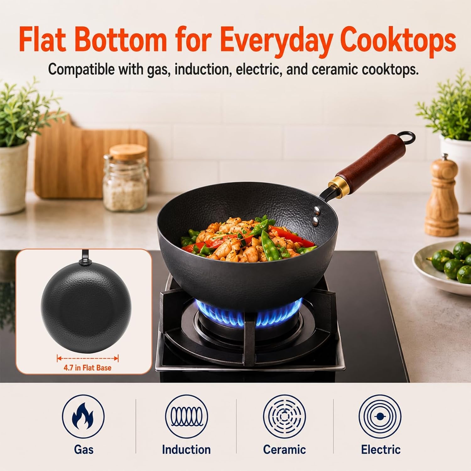 8-inch-carbon-steel-wok-with-lid-flat-bottom-gas-and-induction-hammered-carbon-steel-1-6-qt-capacity-removable-beechwood-handle-uncoated-for-noodles-eggs-sauces-and-1-2-servings