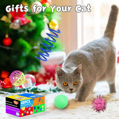 Cat Toys for Indoor Cats 40 PCS Kitten Toys | Cat Interactive Toys Pack Including Cats Springs Sparkle Ball Pom Pom Ball Jingle Balls Tracks Balls5