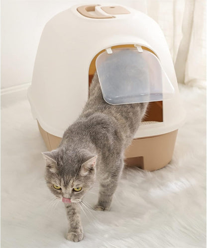 Dog Potty Training Toilet ﻿ Fully Enclosed Hooded ​Litter Pan with Front Entry Odor Close Door Cat Litter Box Scoop Supplie(A)4