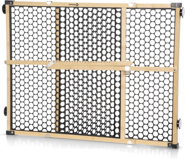 Safety 1St Bamboo Baby Gate for Doorways, No Drill Easy Install, Dog Gates, Fits 28"-42", 24" High, Bamboo and Black1