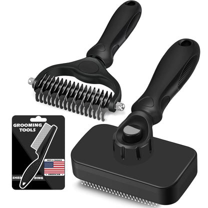 Professional 3PCS Self Cleaning Slicker Brush & Pet Grooming Rake & Flea Comb for Dogs,Cats and Horses | Double-Sided Dematting Comb & Skin Friendly Deshedding Grooming Tool | Pet Supplies (Blue)8