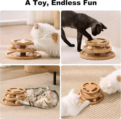 ZOMISIA Cat Ball Track Toy with Puzzle Top, Wooden Cat Toys for Indoor Cats | Interactive Spinning Balls, Large Cat Ball Tower for Kitten Exercise Mental Stimulation Self Play Home Enrichment7