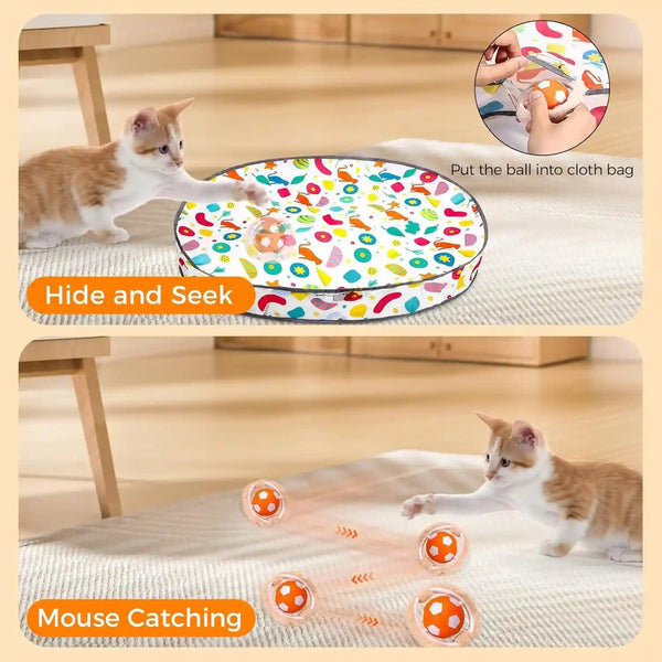 VIWIK Interactive Cat Toys for Indoor Cats, Hide and Seek Mouse Catching Game Cat Ball Toy, Automatic Motion Activated Kitten Toys, Low Noise Fast Rolling Ball in Play Mat for Bored Adult Cats3
