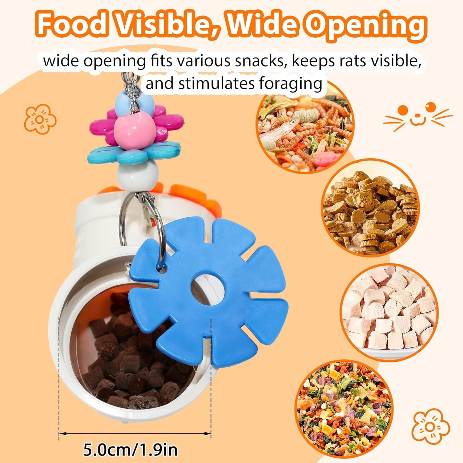 rat-enrichment-foraging-toy-wide-opening-for-more-treats-easy-clean-slow-feeder-hanging-fancy-cage-puzzle-toy-for-rats-mice-inspires-foraging-instincts-to-relieve-boredom-and-keep-healthy
