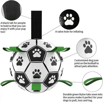 Dog Soccer Ball, Interactive Toys for Tug of War, Puppy Birthday Gifts, Tug Toy, Water Toy, World Cup Durable Balls for Small & Medium Size (6 Inch)3