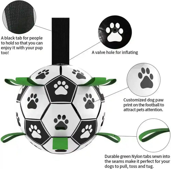 Dog Soccer Ball, Interactive Toys for Tug of War, Puppy Birthday Gifts, Tug Toy, Water Toy, World Cup Durable Balls for Small & Medium Size (6 Inch)3