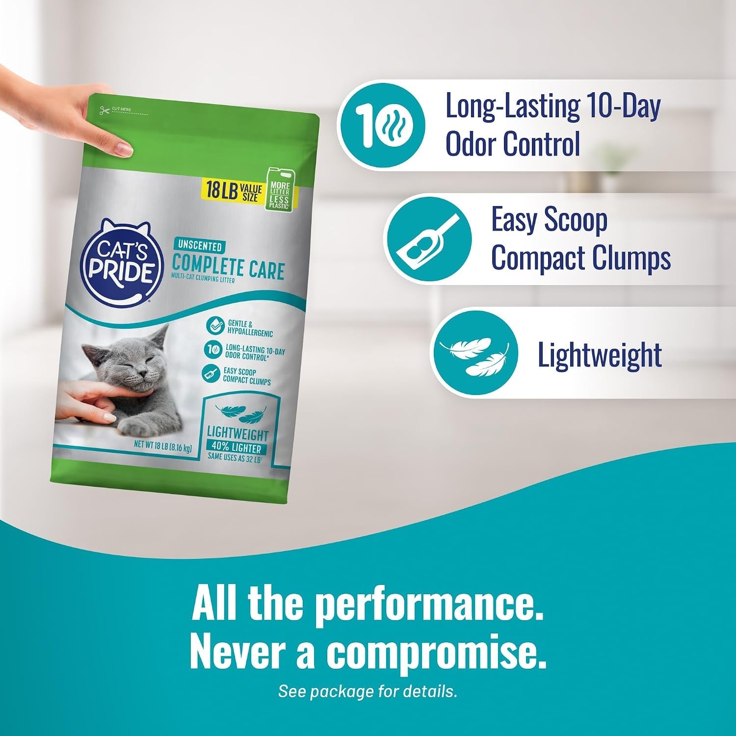 cats-pride-premium-lightweight-clumping-litter-complete-care-up-to-10-days-of-powerful-odor-control-hypoallergenic-multi-cat-unscented-18-pounds