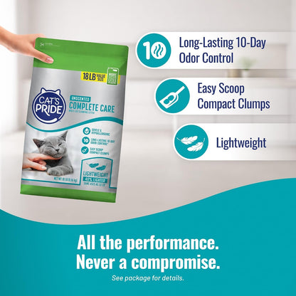 Cat'S Pride Premium Lightweight Clumping Litter: Complete Care - up to 10 Days of Powerful Odor Control - Hypoallergenic - Multi-Cat, Unscented, 18 Pounds4