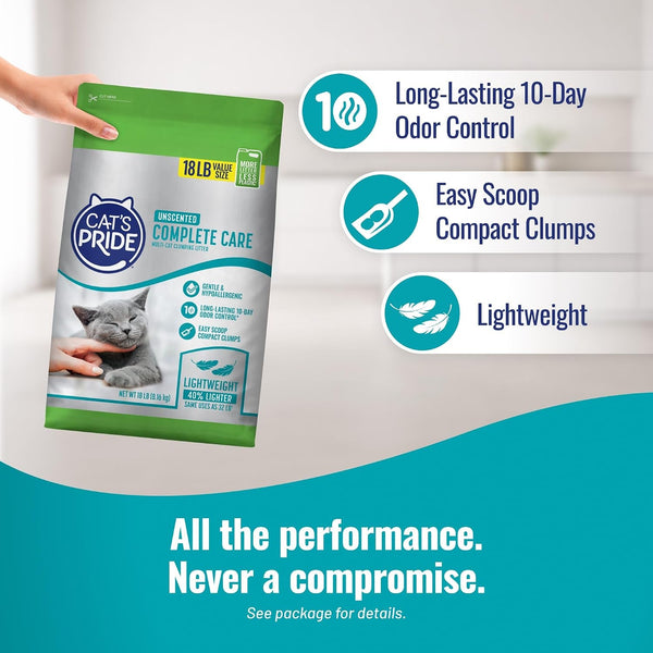 Cat'S Pride Premium Lightweight Clumping Litter: Complete Care - up to 10 Days of Powerful Odor Control - Hypoallergenic - Multi-Cat, Unscented, 18 Pounds4