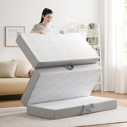 6 Inch Memory Foam Foldable Mattress Queen | Folding Mattress Queen, Folding Sofa Bed with Washable Cover, Portable Mattress for Guest Bed, 78X58X63