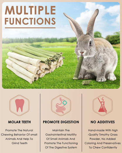 Bissap 40PCS Rabbit Chew Sticks, 20PCS Sweet Bamboo Chew Sticks & 20PCS Papaya Stems Bunny Chews for Rabbit Hamster Chinchilla Guinea Pig Small Animals Natural Molar Treats3