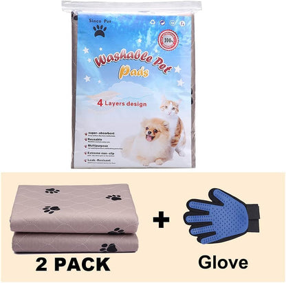 Washable Dog Pee Pads with Puppy Grooming Gloves,Puppy Pads,Reusable Pet Training Pads,Large Dog Pee Pad,Waterproof Pet Pads for Dog Bed Mat,Super Absorbing Whelping Pads5