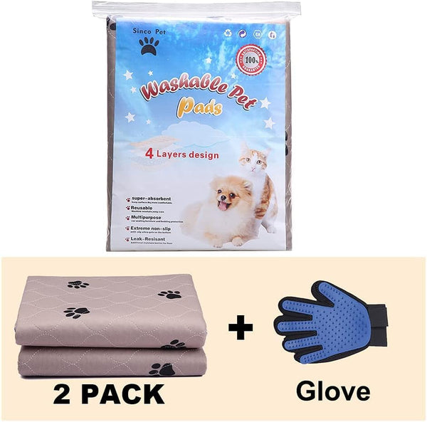 Washable Dog Pee Pads with Puppy Grooming Gloves,Puppy Pads,Reusable Pet Training Pads,Large Dog Pee Pad,Waterproof Pet Pads for Dog Bed Mat,Super Absorbing Whelping Pads5