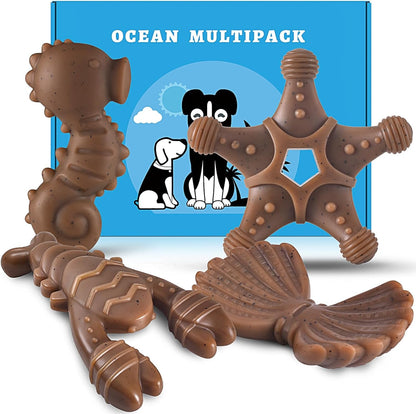 NEZIN Dog Toys for Aggressive Chewers, Indestructible Toys for Large Dogs, Dog Chew for Large Medium Small Breed, 3 Pack Super Chewer with Tough Nylon, Gift for Dogs10