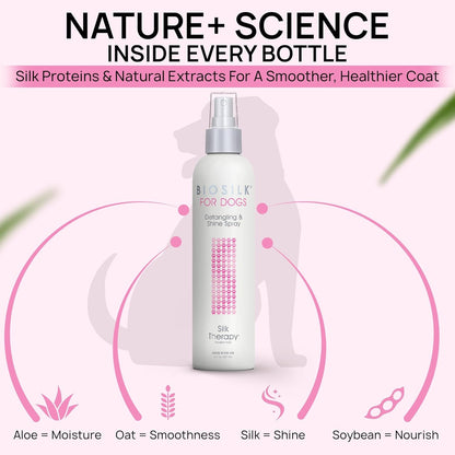 Biosilk for Dogs Silk Therapy Detangling and Shine Protecting Spray, Ph Balanced Leave-In Mist with Silk and Vitamins for Dematting, Paraben-Free, All Coats and Breeds, 8 Fl Oz | Ph-Balanced, Paraben-Free Leave-In Mist with Silk and Vitamins; Dematting Spray for All Coats and Breeds14