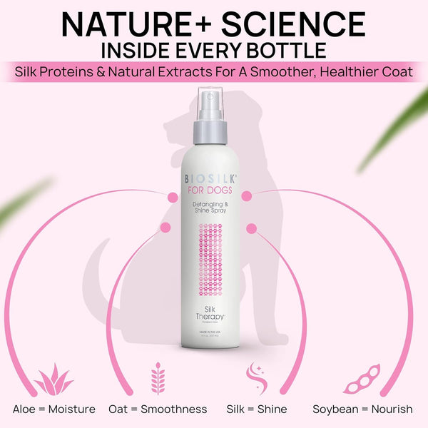 Biosilk for Dogs Silk Therapy Detangling and Shine Protecting Spray, Ph Balanced Leave-In Mist with Silk and Vitamins for Dematting, Paraben-Free, All Coats and Breeds, 8 Fl Oz | Ph-Balanced, Paraben-Free Leave-In Mist with Silk and Vitamins; Dematting Spray for All Coats and Breeds14