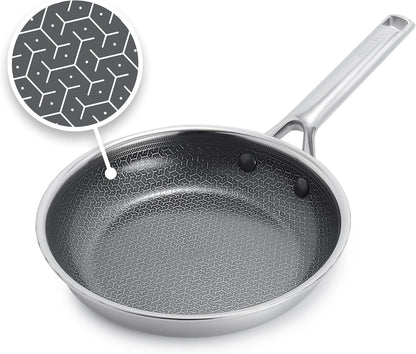 Hybrid 8" Stainless Steel Frying Pan, Ceramic Nonstick Skillet | APEX Tri-Ply Pan, Pfas-Free Thermobond Nonstick, Induction & All Cooktop Compatible, Dishwasher & Oven Safe to 850F, Silver1