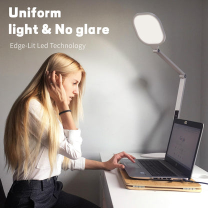 LED Desk Lamp for Home Office, Soft Edge-Lit Design, Modern Style | Professional Eye-Caring Diffused Light, Dimmable Computer Light with 30 Modes, Memory & Timer, Flexible Swing Arm Table Lamp4