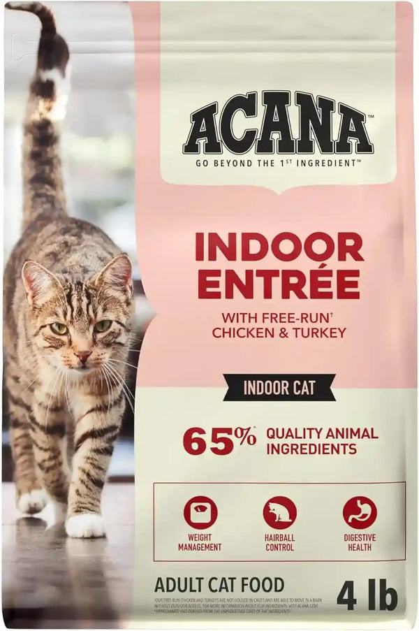 ACANA Dry Cat Food for Indoor Cats Indoor Entrée Chicken Turkey, 4Lb Bag | Includes Probiotics, Digestive Health, Weight Management, Free-Run Poultry, World'S Finest Ingredients1