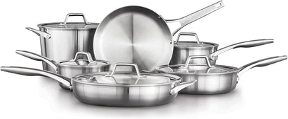 Calphalon Stainless Steel Kitchen Cookware, 11-Piece Pots and Pans Set with Stay-Cool Handles, Dishwasher & Oven Safe, Silver1