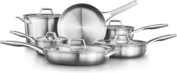 Calphalon Stainless Steel Kitchen Cookware, 11-Piece Pots and Pans Set with Stay-Cool Handles, Dishwasher & Oven Safe, Silver1