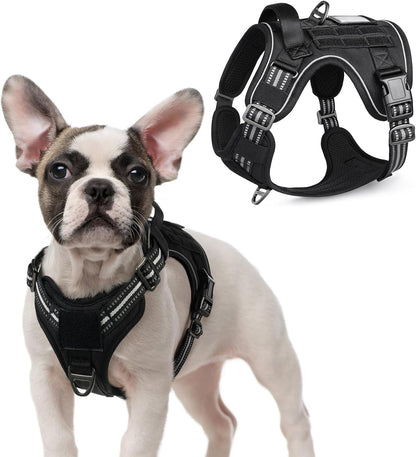 Rabbitgoo Tactical Dog Harness for Large, No Pull Military Service Vest | Molle & Handle, Heavy Duty, Adjustable, Reflective Straps, Easy Control for Training Walking, Black, Large43