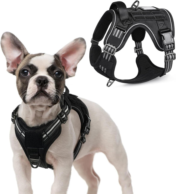 Rabbitgoo Tactical Dog Harness for Large, No Pull Military Service Vest | Molle & Handle, Heavy Duty, Adjustable, Reflective Straps, Easy Control for Training Walking, Black, Large43
