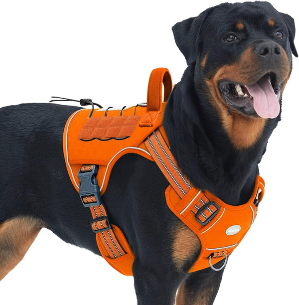 Auroth Tactical Dog Harness for Large Dogs No Pull Adjustable Pet Harness Reflective K9 Working Training Easy Control Pet Vest Military Service Dog Harnesses Army Yellow L29