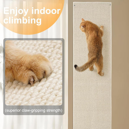 Uross Thickened Cat Wall Climbing Carpet 6.6 FT X 16" - Extra Long Cat Scratch Wall Pad, Cat Scratching Carpet Rug Wall Mounted Scratcher Couch Sofa Protector- Beige3