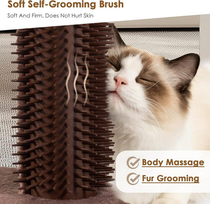 21” Tall Cat Scratching Post with Plush Cat Bed | Stable Cat Tree for Indoor Cats, Interactive Toy & Grooming Brush Included7