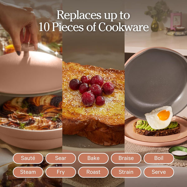 Our Place Always Pan 2.0, 10.5" Ceramic Nonstick Pan, 2.6 Qt | Patented 10-In-1 Ceramic Frying Pan; Spatula & Steamer Basket; Toxin-Free Nonstick, Induction Compatible, Oven Safe to 450°F3