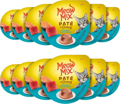 Meow Mix Paté in Gravy Surf N’ Turf Patés Variety Pack, Wet Cat Food, 2.75 Oz Cup, 12 Pack13