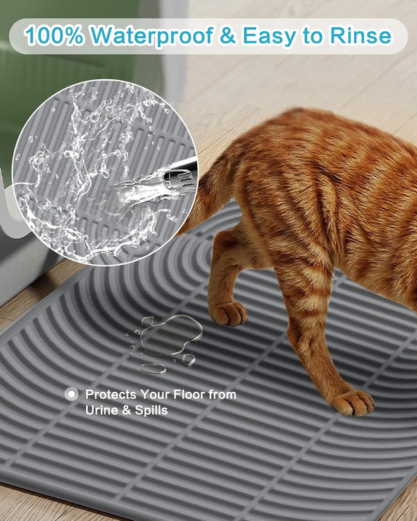 Silicone Cat Litter Mat XL, 47'' X 35'', Extra Large Waterproof Trapping Mat for Litter Box, Easy Clean & Non-Slip3