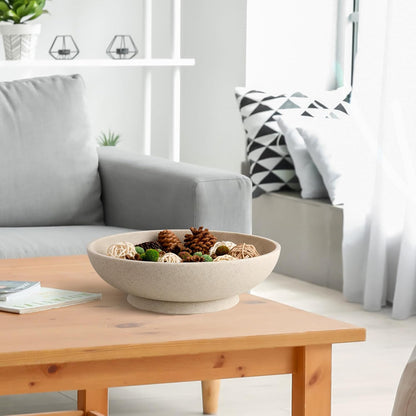 Large Decorative Bowl,Modern Fruit Bowl for Kitchen Counter,Handicraft Decorative Bowls for Home Decor,Stylish Key Bowl for Entry Table - Artificial Stone Beige6