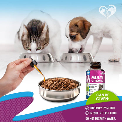 Cat & Dog Multivitamin Liquid with Glucosamine & Cranberry | 21 in 1 Health Supplements for Urinary Tract Kidney, Bladder, Hip & Joint, Skin & Coat | Natural UTI Medicine (60 Ml)6