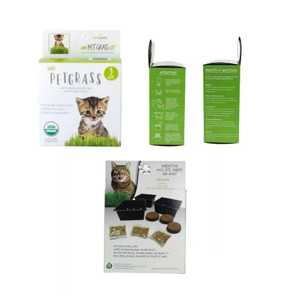 Handy Pantry Organic Cat Grass Kit - Includes 3 Trays, Soil Pucks, and 3 Packs Non GMO Wheatgrass Seed - a Healthy Treat for Cats, Dogs, Rabbits, More3