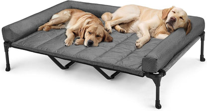 Veehoo Outdoor Elevated Dog Bed with Waterproof Bolster Cushion, Cooling | Raised Dog Bed with Removable & Washable Mat Topper, Breathable Mesh, Dog Couch Cot for Indoor Outdoor, 42", Large, Black17