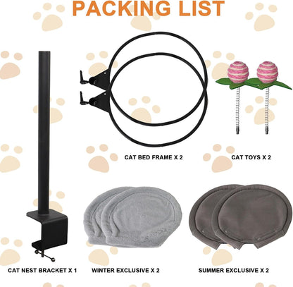 Double Cat Desk Bed, 360° Rotating & Adjustable Desk Mount with Soft Faux Fur & Breathable Mesh Accessories, Ergonomic Cat Perch for Remote Workers,Gamers, and Office Staff - Supports up to 44 Lbs4