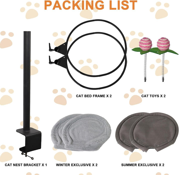 Double Cat Desk Bed, 360° Rotating & Adjustable Desk Mount with Soft Faux Fur & Breathable Mesh Accessories, Ergonomic Cat Perch for Remote Workers,Gamers, and Office Staff - Supports up to 44 Lbs4