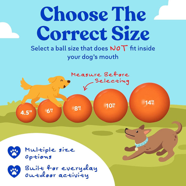 Doggie Dooley Virtually Indestructible Dog Ball - 10 Inch Hard Plastic Interactive Dog Toy for Large Breeds over 45+ Lbs - Built for Herding & Push Play - Floats in Water, Made in USA - Red4