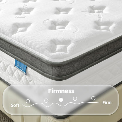 Queen Mattress, 12 Inch Cooling Hybrid Queen Size Mattress in a Box, Medium Firm with Gel Memory Foam & Pocket Coils, Motion Isolation, Pressure Relief, Certipur-Us3