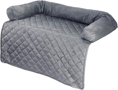 Couch Cover for Dogs - 35X35 Pet Furniture Protector with Memory Foam Neck Bolster, Quilted Fabric, and Water-Resistant Base Layer by PETMAKER (Gray)5