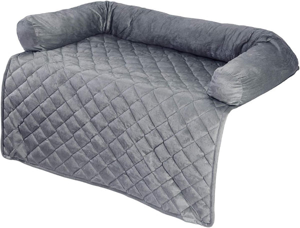 Couch Cover for Dogs - 35X35 Pet Furniture Protector with Memory Foam Neck Bolster, Quilted Fabric, and Water-Resistant Base Layer by PETMAKER (Gray)5