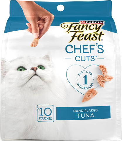 Fancy Feast Purina Chef’S Cuts Real Hand-Flaked Tuna Natural Soft Cat Treats, Pack of 5, 10 Count Pouches1