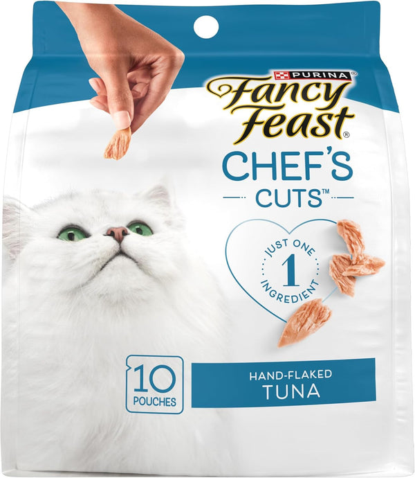 Fancy Feast Purina Chef’S Cuts Real Hand-Flaked Tuna Natural Soft Cat Treats, Pack of 5, 10 Count Pouches1