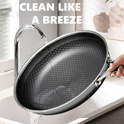 Non Stick Frying Pans 12 Inch, Hybrid Improved Version Frying Pan Nonstick with Lid, Stainless Steel Skillet, Dishwasher and Oven-Safe Chef & Quiche Pans, PFOA Free Cookware4