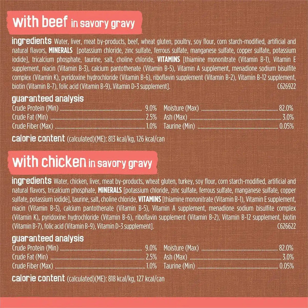 Purina Friskies Extra Gravy Wet Cat Food Chunky 24Ct Variety Pack (With Chicken, Turkey, Salmon, Beef) - (Pack of 24) 5.5 Oz. Cans7