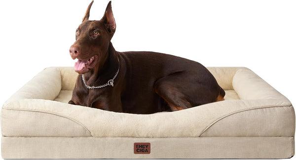 EHEYCIGA Orthopedic XL Dog Bed for Large Sized Dog, 42X30 Inch Extra Large Memory Foam Dog Couch Bed with Sides, Waterproof Liner & Washable Removable Cover, Bolster Pet Sofa, Grey60
