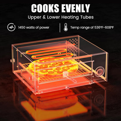 Indoor Pizza Oven Countertop, 1450W | 30Mins Timer, Multifunctional Electric Cooker, Handle & Removable Tray, Kitchen and Commercial Use3