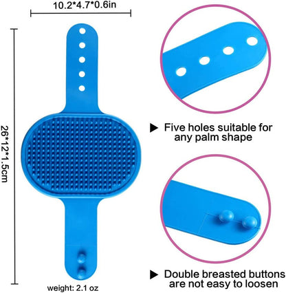 Dog Bath Brush Pet Bath Comb Brush Soothing Massage Rubber Comb 2Pcs with Adjustable Ring Handle for Long Short Haired Dogs and Cats (Blue+Rose)2